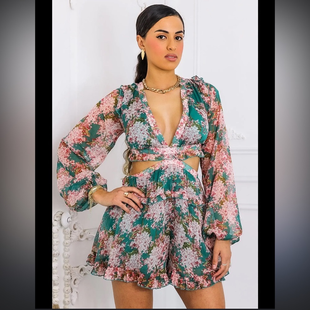 Floral Long Sleeve Romper